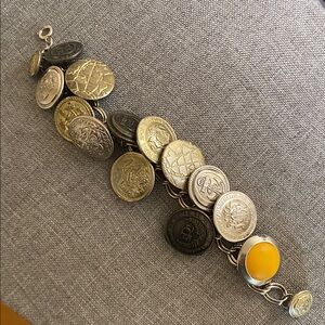 Vintage Button Charm Bracelet | Mixed Metals | Military & Heraldic Motifs